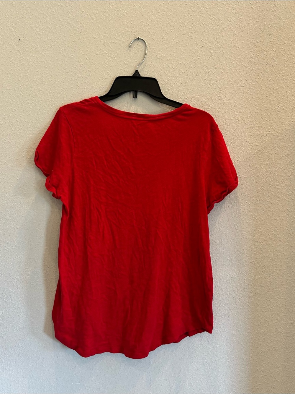 Polo Ralph Lauren Red Slub Knit V-Neck Tee Embroidered Pony Size Large Classic - Picture 2 of 3
